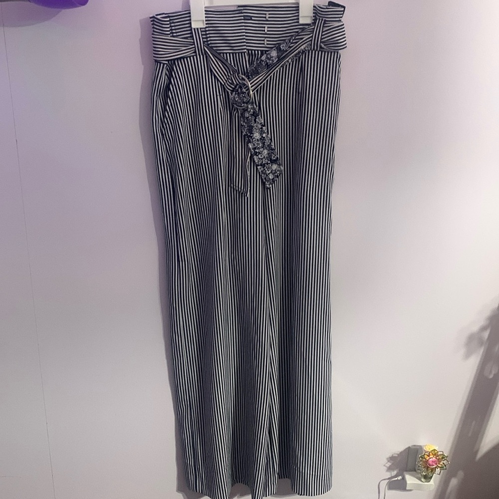 Blue and white striped pants